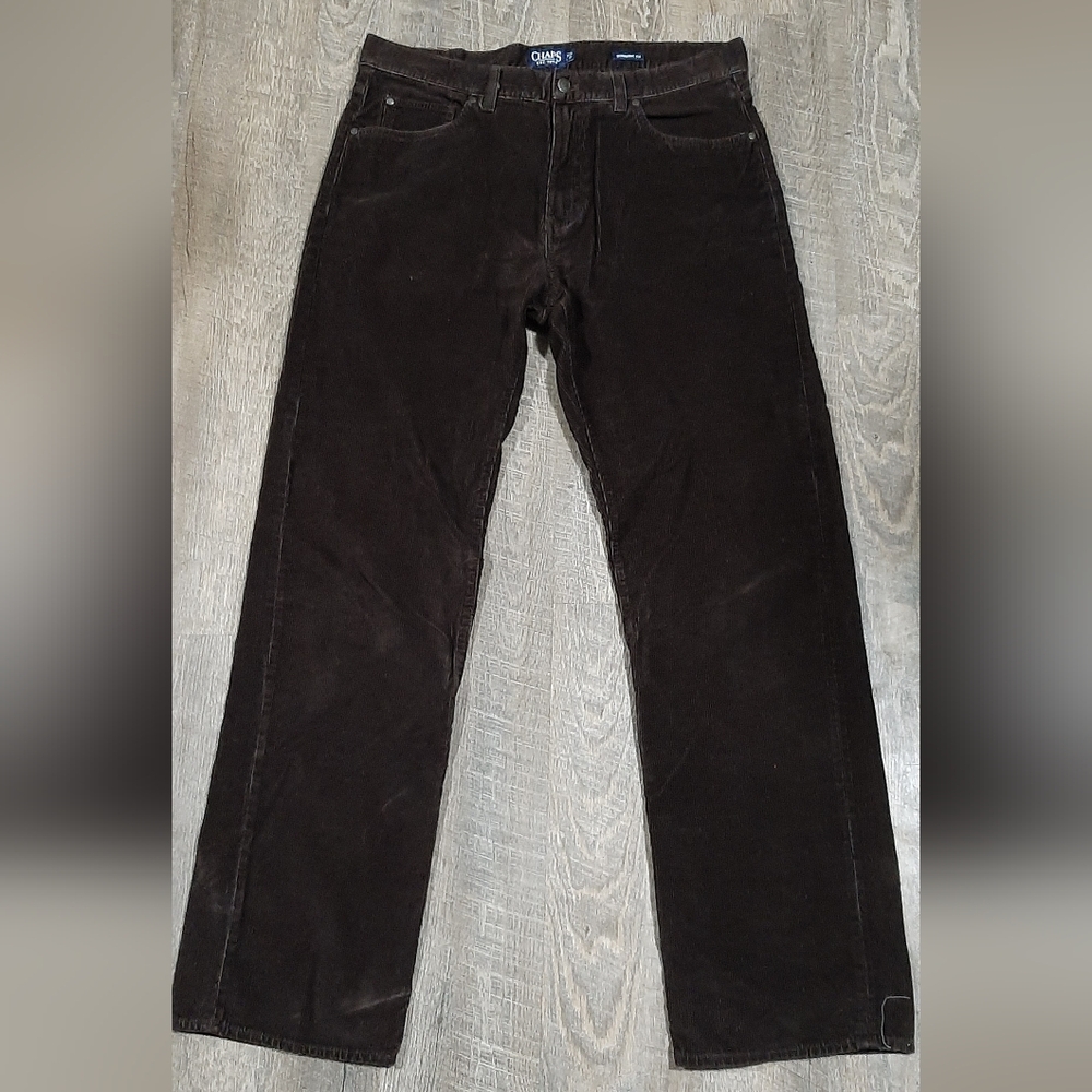 Men's Chaps Brown Corduroy Cotton Straight Fit 34 x 32